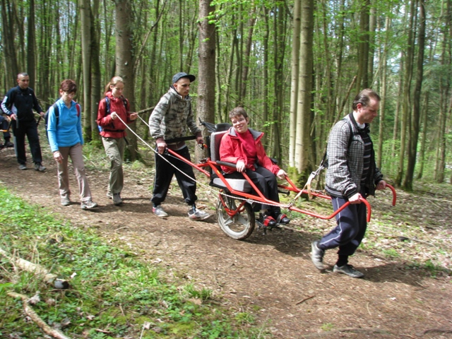 randonnée sportive avec joëlettes, Hotton, 2012